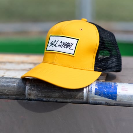gold school line logo mesh cap