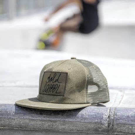 gold school logo mesh cap