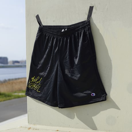 gold school nylon mesh shorts