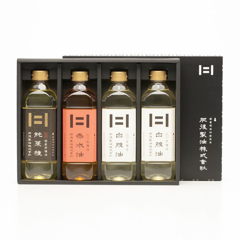 菜種油詰合せ（4本セット）(600g純菜種、赤水油、白絞油) | 肥後