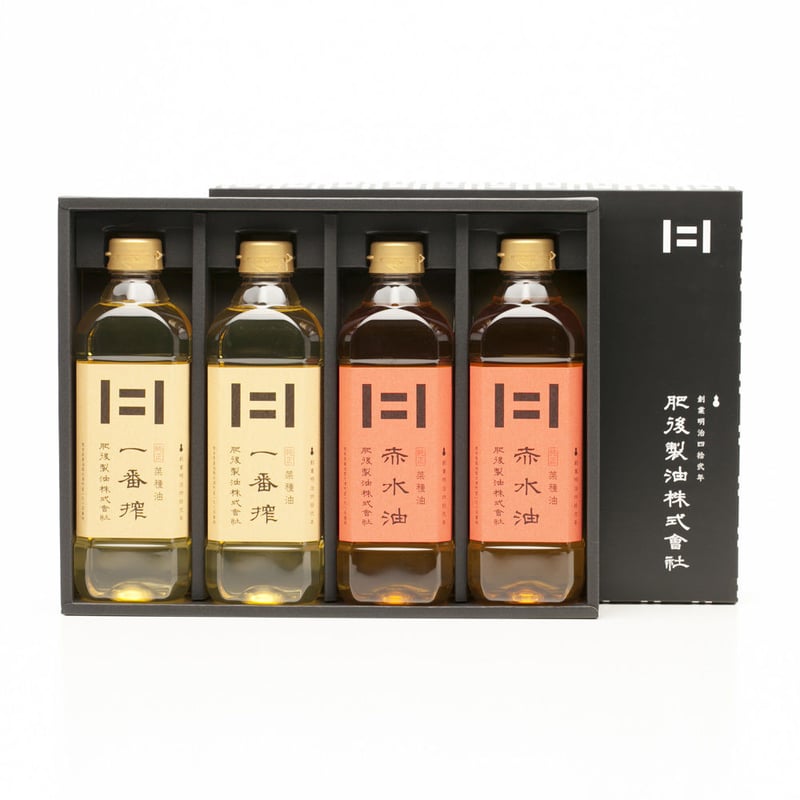 昔ながらの詰合せ（4本セット）(600g一番搾、赤水油) | 肥後製油STORE