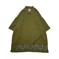 Flower Design Ramie S/S Shirt