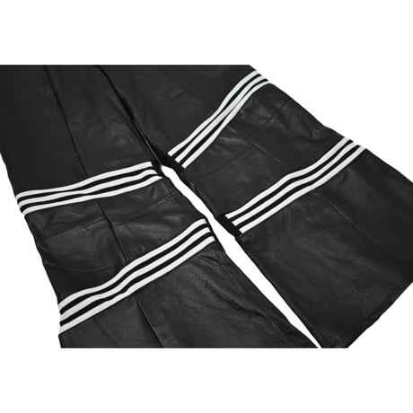 "Remake by VERS" Real Leather Stripe Wide Flare Pants