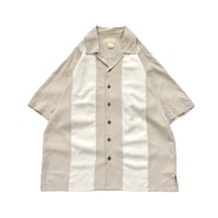 Switching Open Collar Silk S/S Shirt