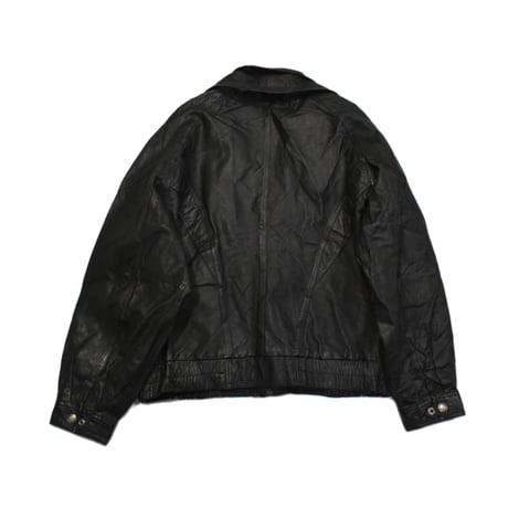 Vintage Black Leather Utility Jacket
