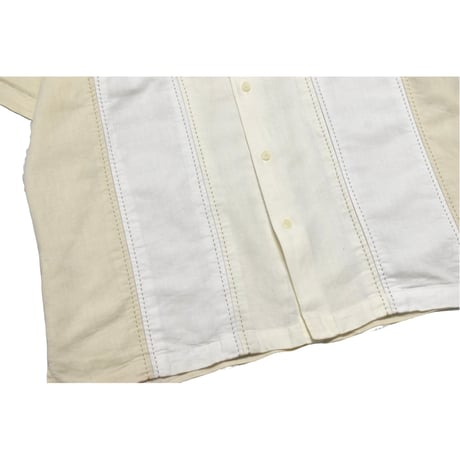 Embroidery Switching Linen S/S Shirt