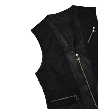 Vintage Leather × Nylon Utility Vest