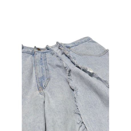 "Remake by VERS" Fringe Damage Wide Half Denim Pants