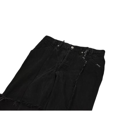 "Remake by VERS" Asymmetry Fringe Damage Flare Denim Pants