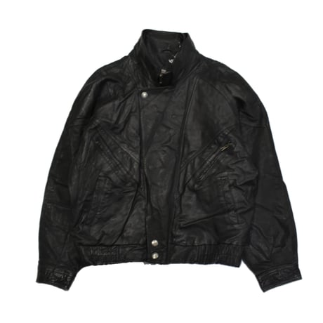 Vintage Black Leather Utility Jacket