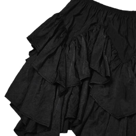 Black Gathered Tiered Skirt