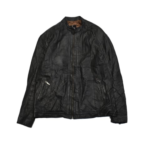 Vintage Minimal Stand-Collar Leather Jacket