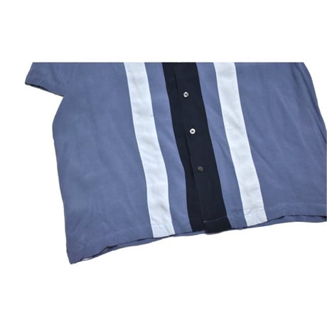 Vintage Open Collar Switching Silk S/S Shirt