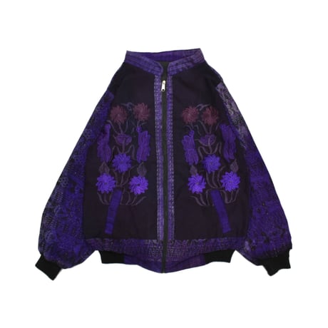 Floral Embroidery Zip Jacket