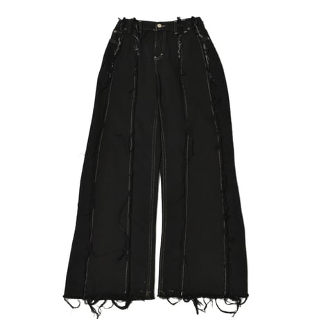 "Remake by VERS" Fringe Damage Flare Denim Pants - Original Overdye -