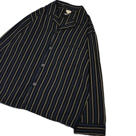 Open Collar Stripe Pajamas Shirt