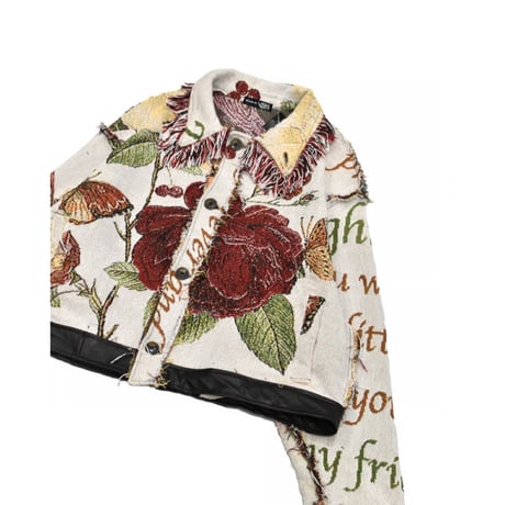 ”Remake by VERS” Fringe Collar Rug Jacket -Two Faces-
