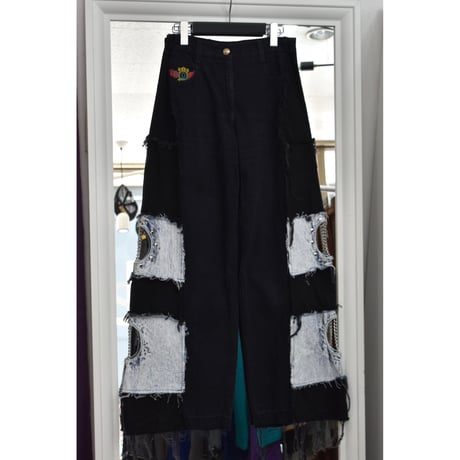 VERS Remake Fringe Damage Flare Denim Pants