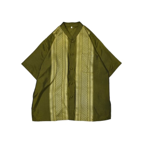 Patterned Stand Collar S/S Shirt