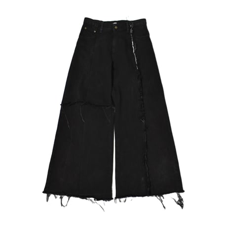 "Remake by VERS" Asymmetry Fringe Flare Denim Pants