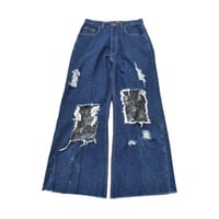 ”Remake by VERS”  Lace Panel Distressed Denim Trousers