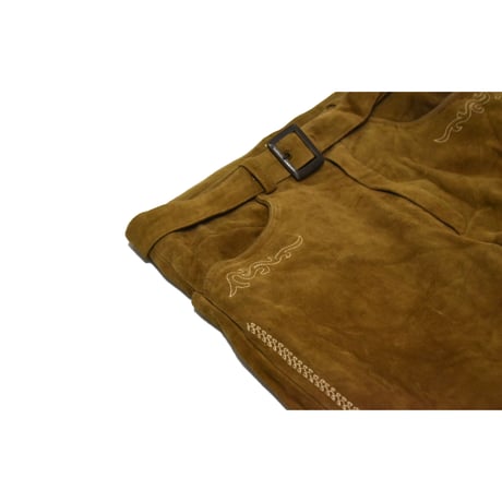 EURO Vintage Embroidery Tyrolean Real Suede Leather Pants