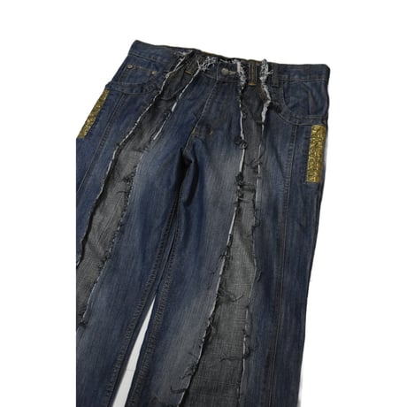 "Remake by VERS" Fringe Damage Flare Denim Pants