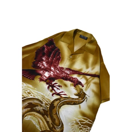 Dragon Pattern Open Collar S/S Shirt