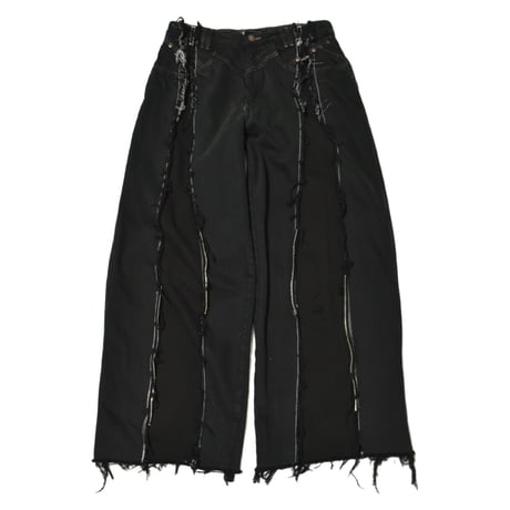 "Remake by VERS" Zip Custom Flare Denim Pants - Original Overdye -