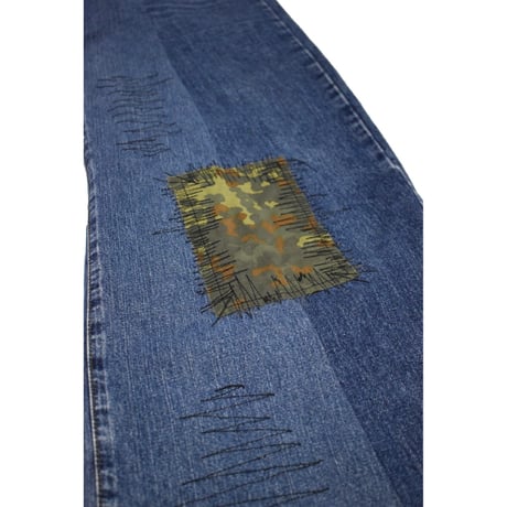"Remake by VERS" German Military Patch Flare Denim Pants