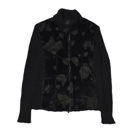 Vintage Faux Fur Double Zip Knit Jacket