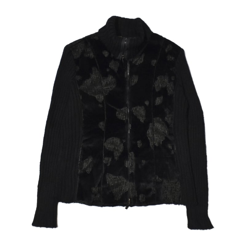 Vintage Faux Fur Double Zip Knit Jacket | 水戸 古着