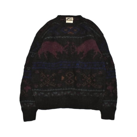 Vintage Shetland Wool Pattern Knit Sweater
