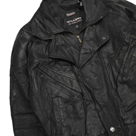 Vintage Black Leather Utility Jacket