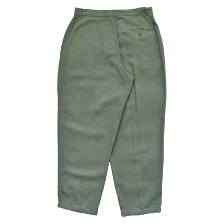 Vintage One Tuck Olive Linen Slacks