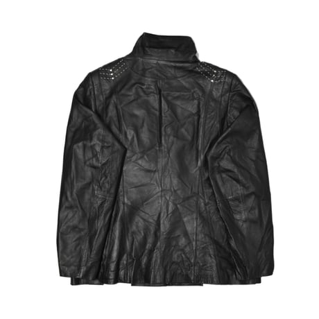 Embroidery Real Leather Full Zip Jacket