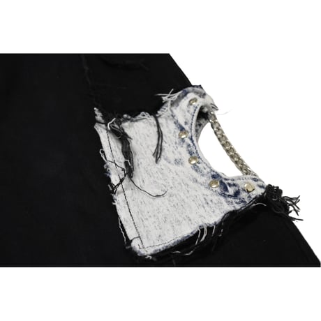 VERS Remake Fringe Damage Flare Denim Pants