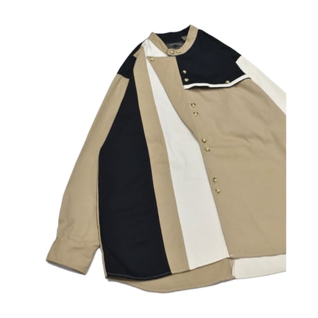 Asymmetry Panel Stand Collar L/S Shirt