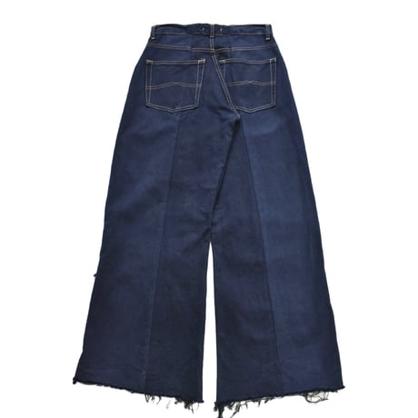 ”Remake by VERS” Lace Panel Distressed Denim Trousers