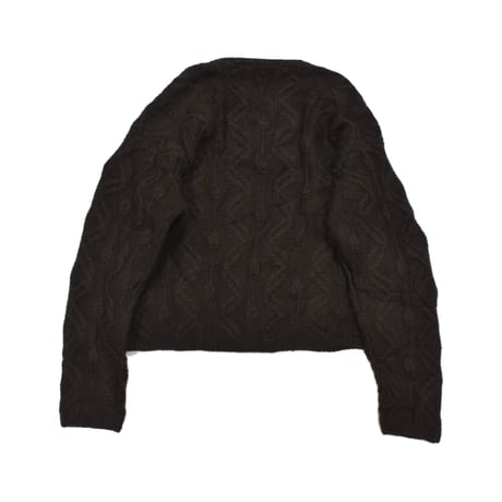 Vintage Collarless Zip Cable Knit Sweater