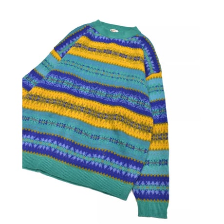 Multicolor Pattern Knit Sweater