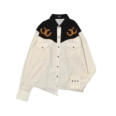 "Remake by VERS" Horseshoes Embroidery Asymmetrical Western L/S Shirt