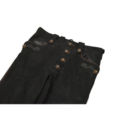 EURO Vintage Embroidery Tyrolean Real Suede Leather Pants