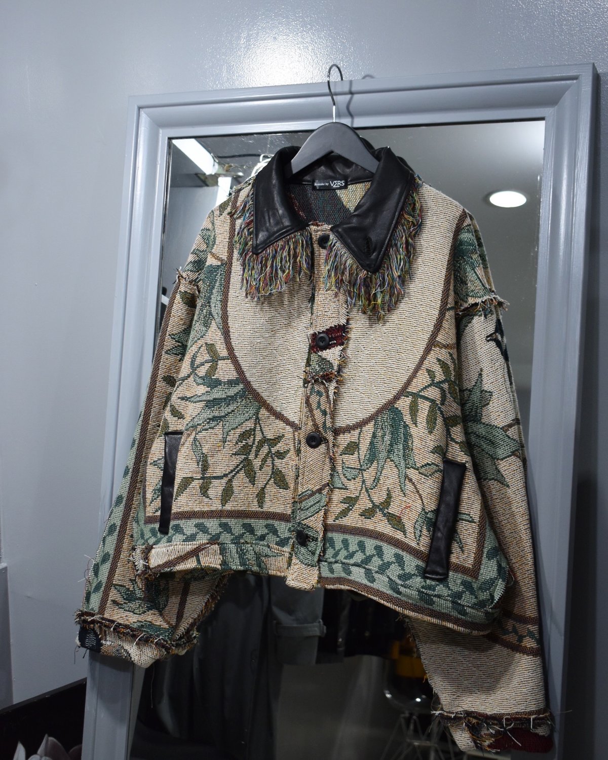 Remake by VERS” Fringe Collar Rug Jacket -Two