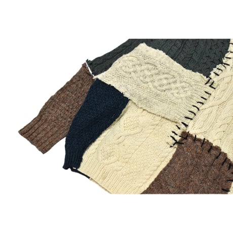 "Remake by VERS" Aran Knit Patch Design Sweater