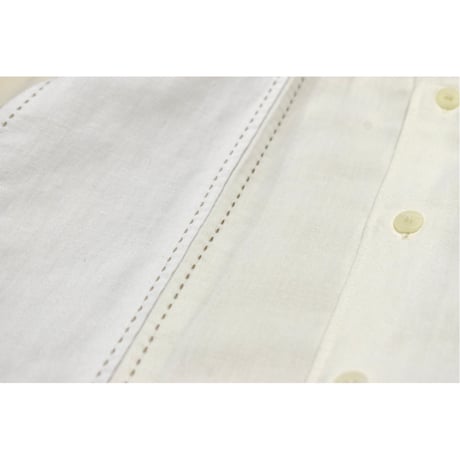 Embroidery Switching Linen S/S Shirt