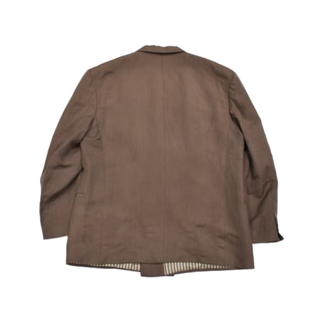 EURO Vintage Linen Blend Double Breasted Tailored Jacket -Brown-