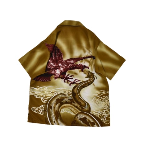 Dragon Pattern Open Collar S/S Shirt