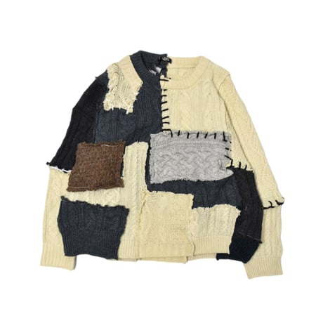 "Remake by VERS" Aran Knit Patch Design Sweater