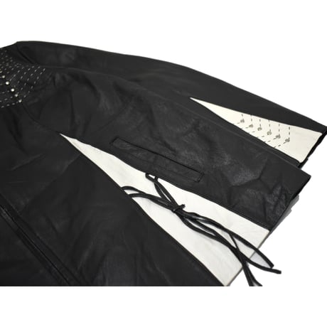 Embroidery Real Leather Full Zip Jacket